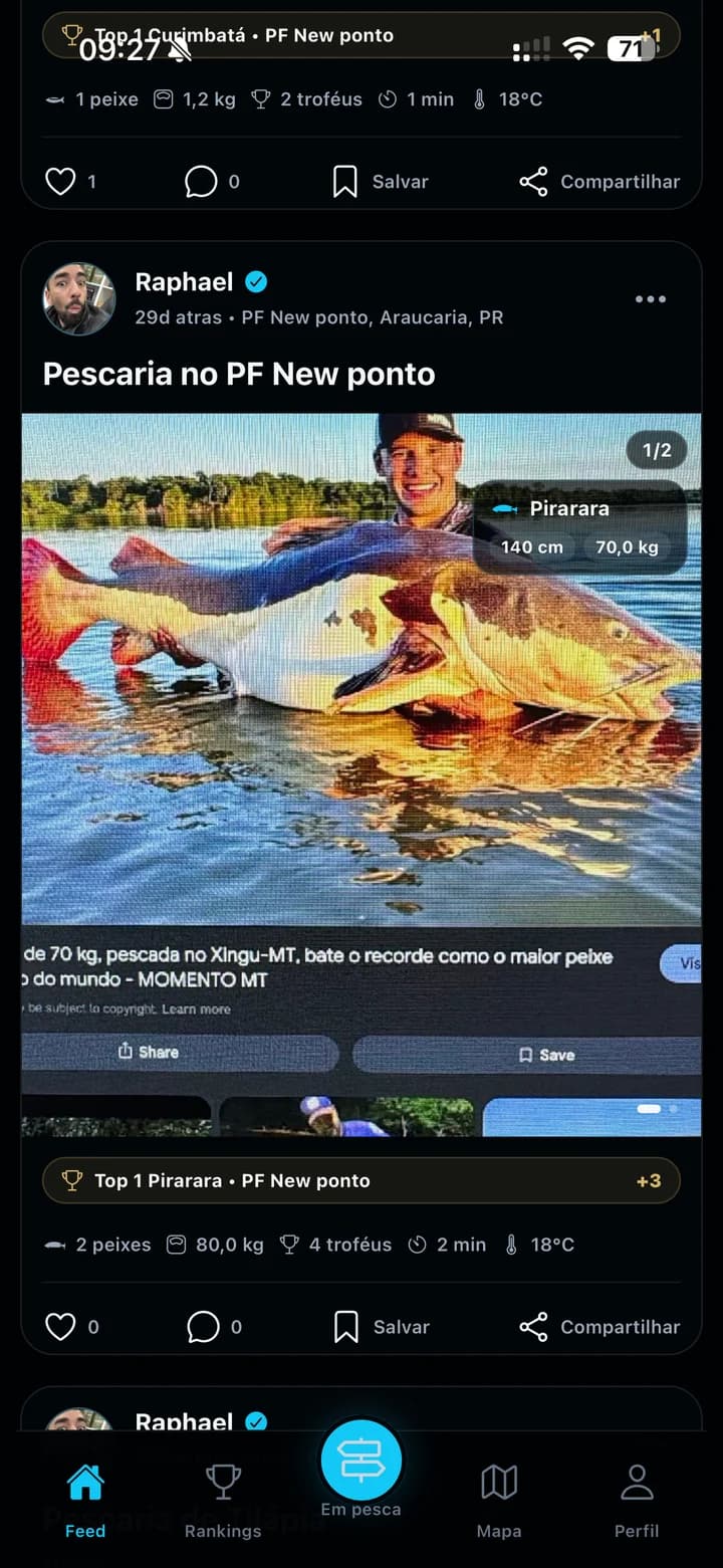 Tela do feed IAPI com registro de uma captura